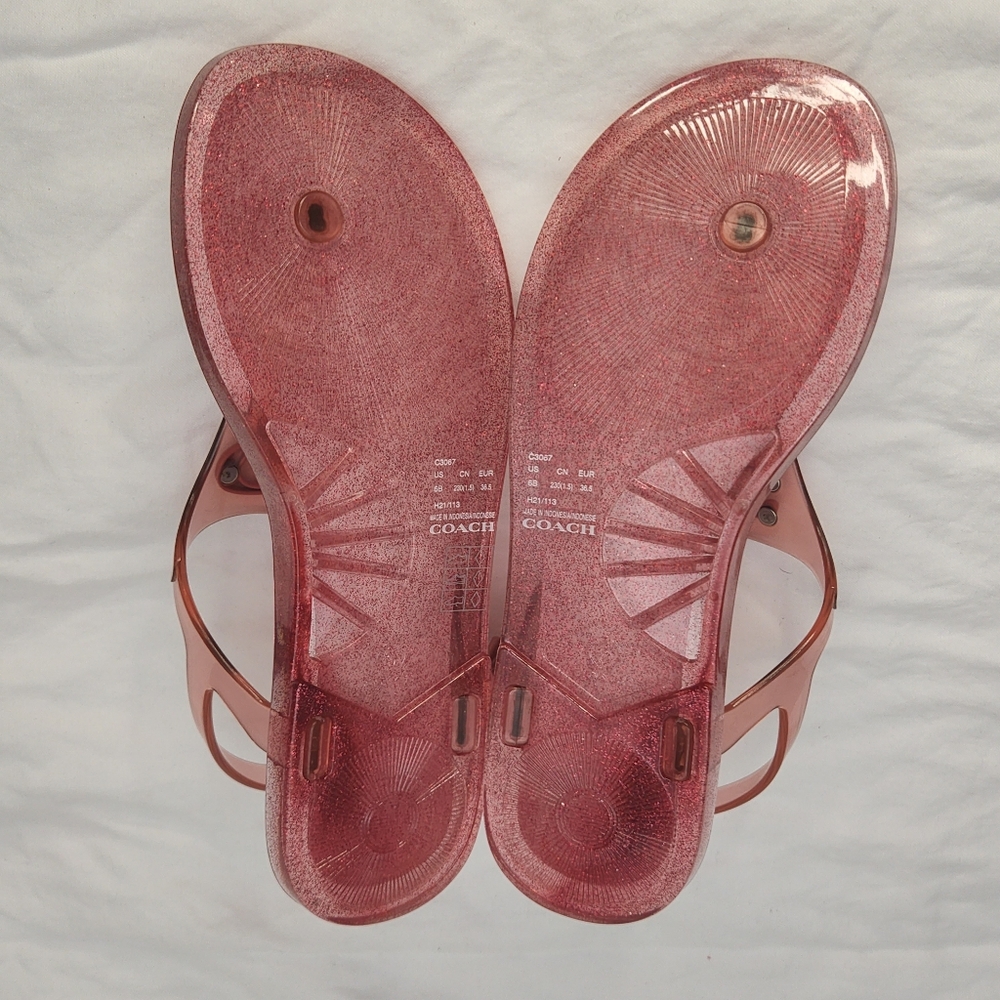 Coach Natalee Jelly Thong Sandals New No Box Candy Apple/Pink Size 6 - Picture 8 of 12